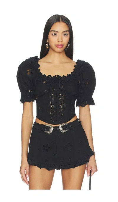 For Love & Lemons Yasmin Top In Black