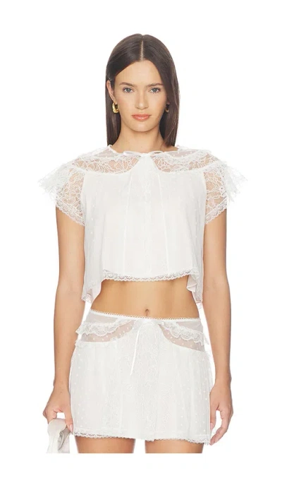 For Love & Lemons Zelie Sleep Top In White