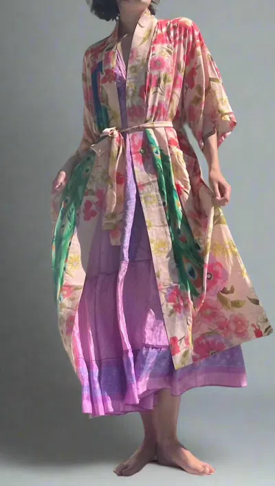 For Love Belle Peacock Garden Kimono In Multi