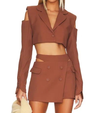 For Love & Lemons Alysa Crop Blazer In Brown