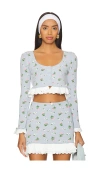 For Love & Lemons Amalia Knit Cardigan In Blue In 블루