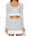 For Love & Lemons Amalia Knit Cardigan In Blue In Blue