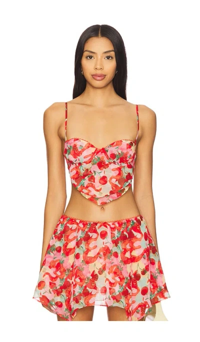 For Love & Lemons Ambrosia Crop Top In Red