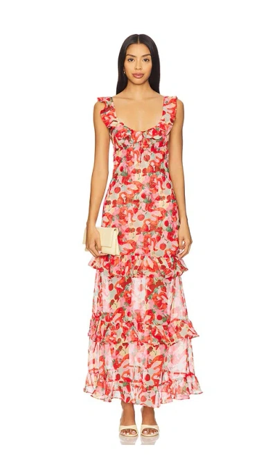 For Love & Lemons Ambrosia Maxi Dress In Red