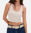 For Love & Lemons Angelina Knit Tank In Cream