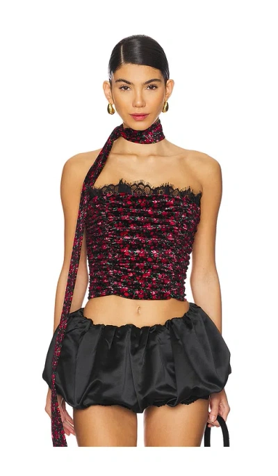 For Love & Lemons Berry Bud Velvet Bustier Top In 레드