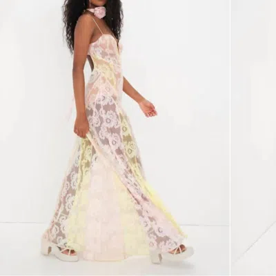 For Love & Lemons Blossom Maxi Dress In Pink, Yellow, Peach Floral In White