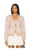 For Love & Lemons Cassidy Argyle Cardigan In Brown In Brown