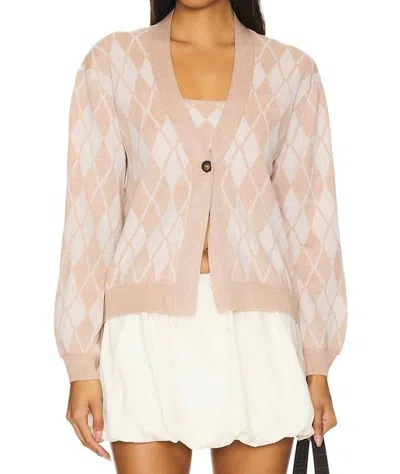 For Love & Lemons Cassidy Argyle Cardigan In Brown