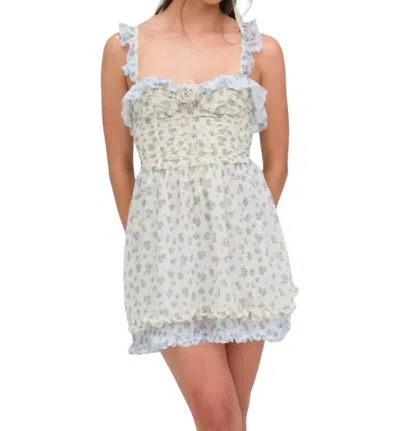 For Love & Lemons Chateau Mini Dress In Blue