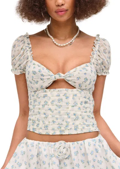 For Love & Lemons Chateau Top In Blue In White