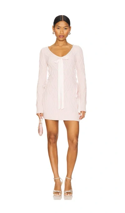 For Love & Lemons Chenille Cable Knit Mini Dress In Pink