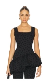 For Love & Lemons Claira Asymmetric Top In Black