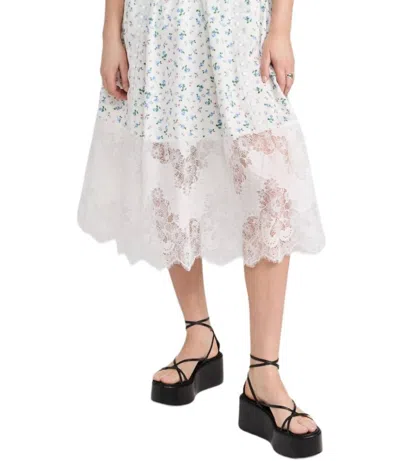 For Love & Lemons Colby Patchwork Midi Dress In Cream In White