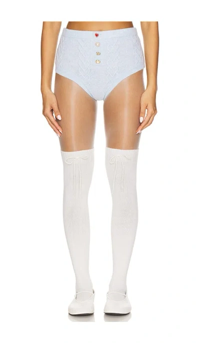 For Love & Lemons Cupid Knit High Waisted Panty In Blue