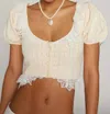 For Love & Lemons Daniela Knit Top In Cream White In Multi
