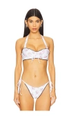 For Love & Lemons Doily Bikini Top In White