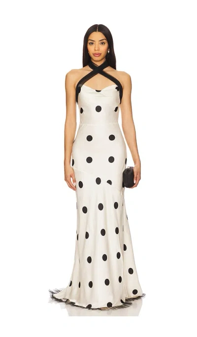 For Love & Lemons Dorothy Dot Gown In Cream