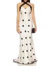 For Love & Lemons Dorothy Dot Halter Neck Gown In White