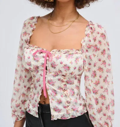 For Love & Lemons Etienne Long Sleeve Top In Pink