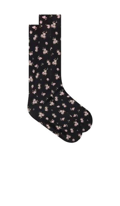 For Love & Lemons Floral Knee-high Socks In Black