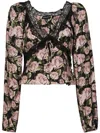 For Love & Lemons Floral-print Blouse In Black