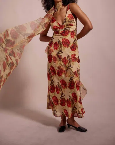 For Love & Lemons Floral Stems Maxi Dress In Yellow