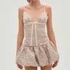 For Love & Lemons Flower Satin Mini Dress-rose In Pink Floral In Multi
