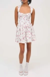 For Love & Lemons August Floral Minidress In White