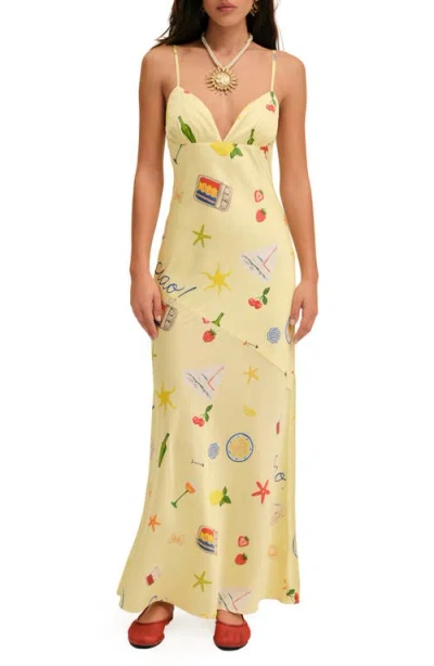 For Love & Lemons Huda Satin Maxi Dress
