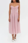 For Love & Lemons Maxine Midi Dress In Pink In Pink