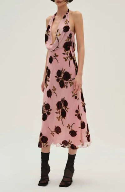 For Love & Lemons Rose Cowl Halter Dress