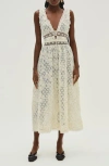 For Love & Lemons Snowflake Daisy Mesh Maxi Dress In Cream