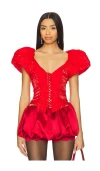 For Love & Lemons Frosted Organza Top In Red