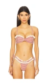 For Love & Lemons Gingham Bandeau Bikini Top In Red