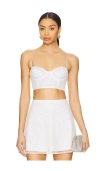 For Love & Lemons Glitter Grid Bustier Top In White