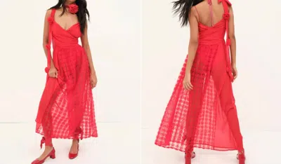 For Love & Lemons Hannah Maxi Dress In Red Floral In Pink