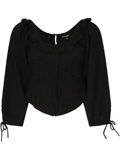 For Love & Lemons Harlow Blouse In Schwarz
