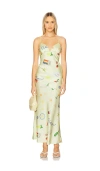 For Love & Lemons Huda Maxi Dress In Green
