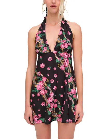For Love & Lemons Justice Halter Mini Dress In Black