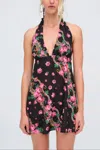 For Love & Lemons Justice Halter Mini Dress In Black In Black