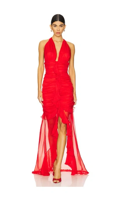For Love & Lemons Kayta Gown In Red