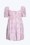 For Love & Lemons Kennedy Floral-print Open-back Cotton-poplin Mini Dress In Light Pink Floral In Pink