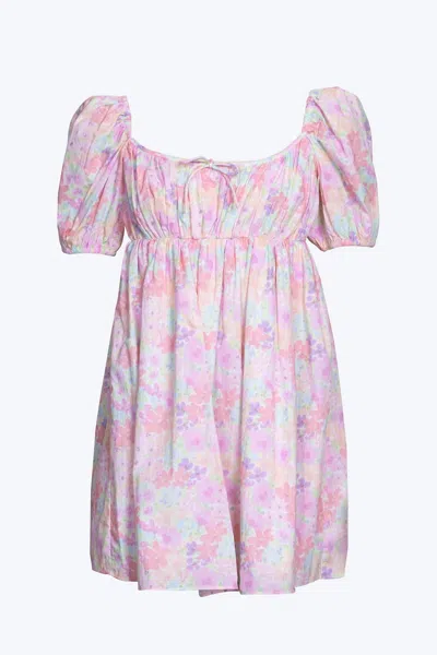 For Love & Lemons Kennedy Floral-print Open-back Cotton-poplin Mini Dress In Light Pink Floral