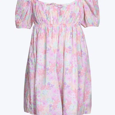 For Love & Lemons Kennedy Floral-print Open-back Cotton-poplin Mini Dress In Pink