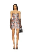 For Love & Lemons Ladonna Sequin Floral Minidress In Rose