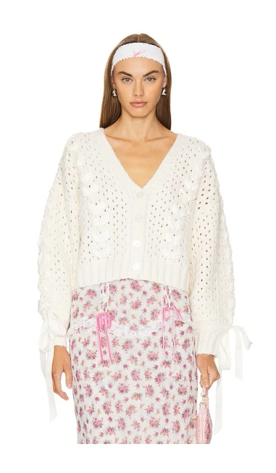 For Love & Lemons Laurel Oversized Cardigan In 크림