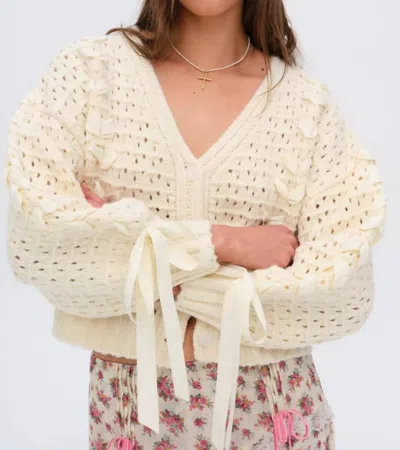For Love & Lemons Laurel Oversized Cardigan In Cream In White