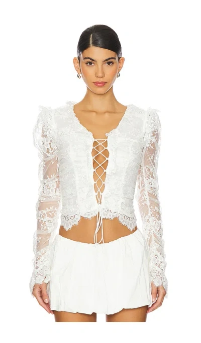 For Love & Lemons Lexi Lace Top In 화이트