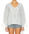 For Love & Lemons Liberty V Neck Sweater In Grey